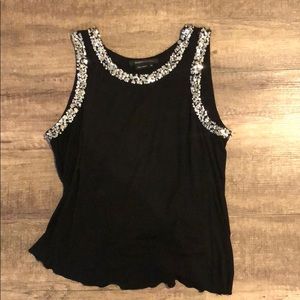 BCBG MaxAzria black open back tank top